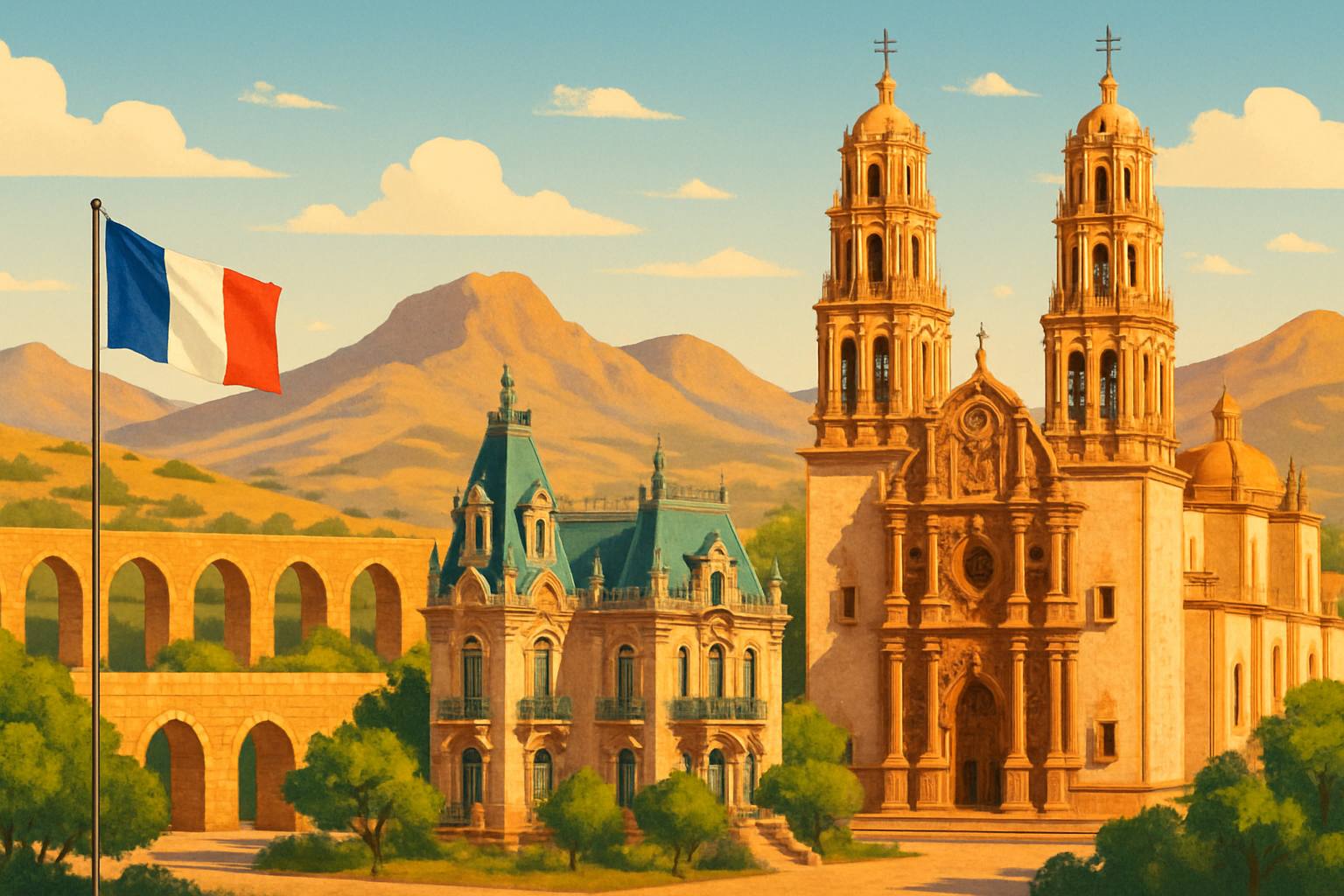 Aprender francés en Chihuahua: escuelas y academias de francés, con la catedral y la Quinta Gameros