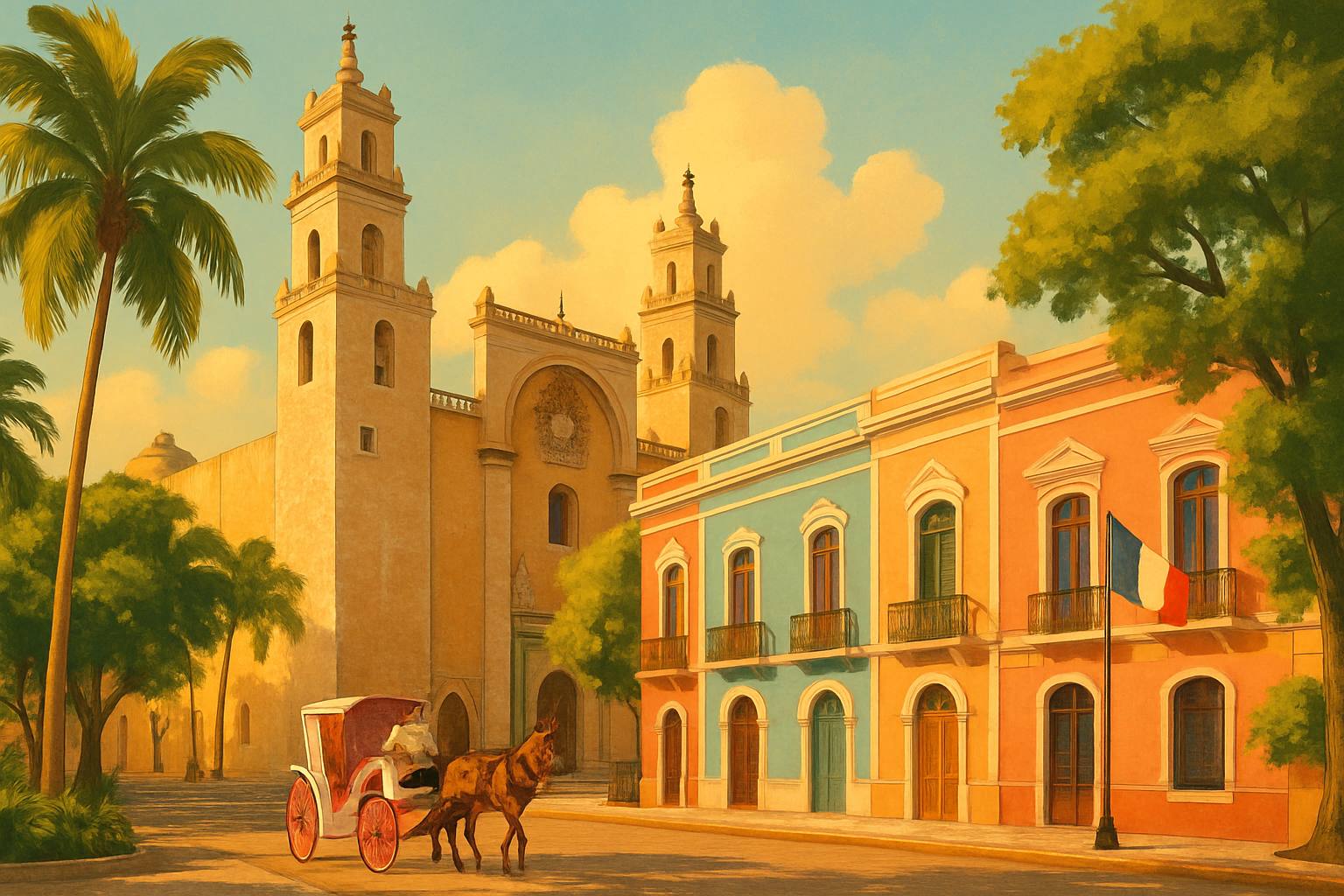 Aprender francés en Mérida: escuelas y academias de francés en Yucatán, con la catedral de San Ildefonso