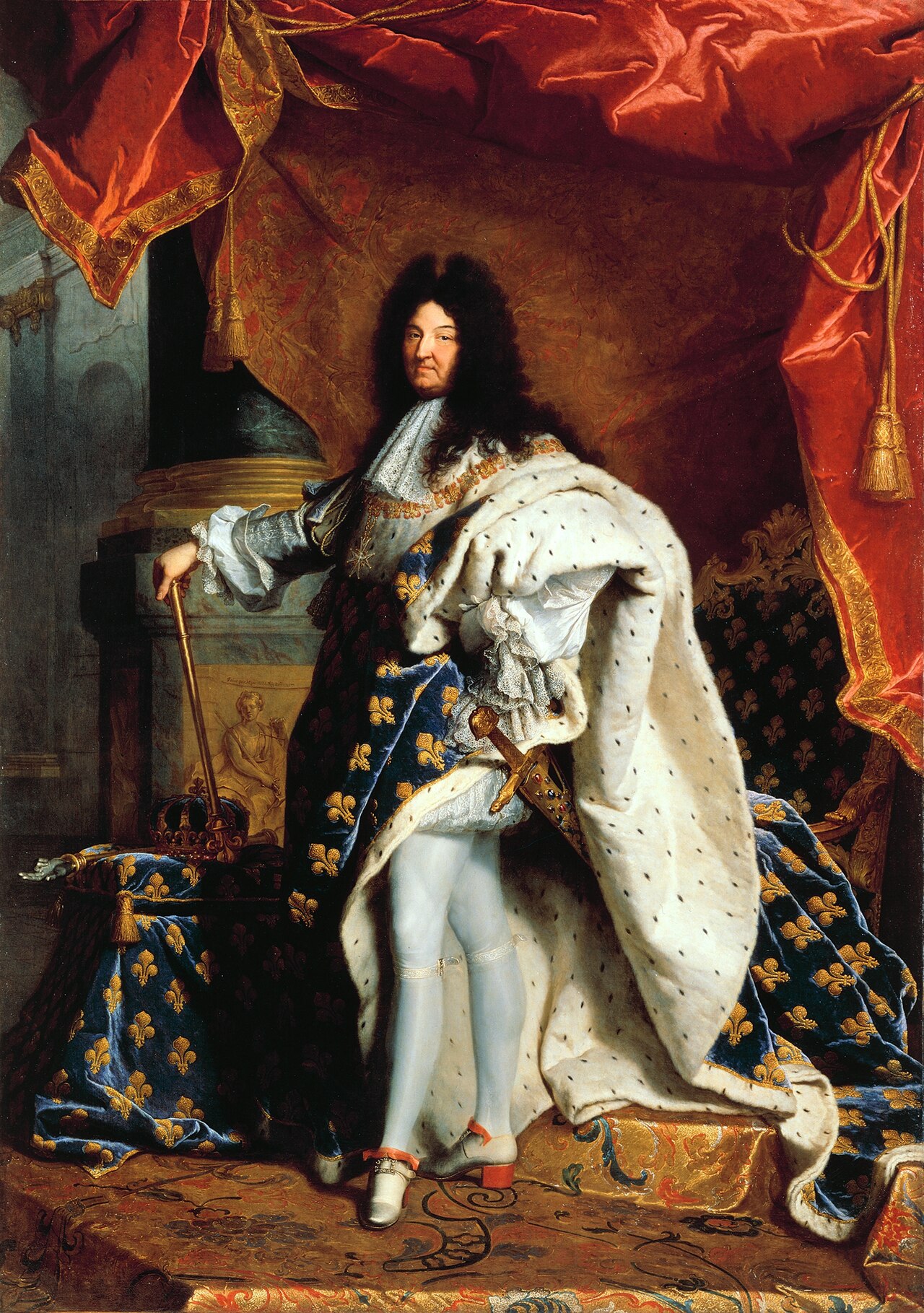 Retrato de Luis XIV, el Rey Sol, con manto de coronación, por Hyacinthe Rigaud