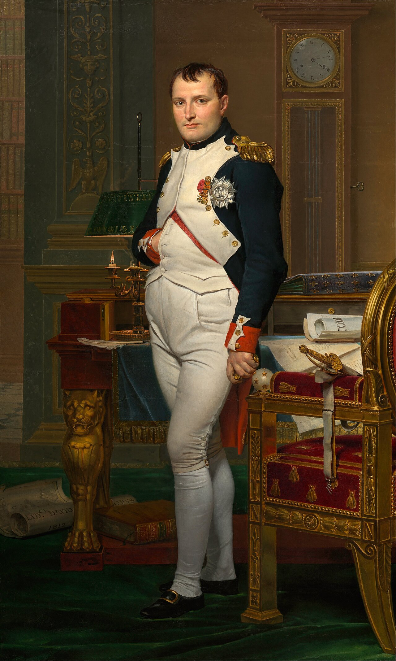 Retrato del emperador Napoleón Bonaparte en su despacho, pintado por Jacques-Louis David
