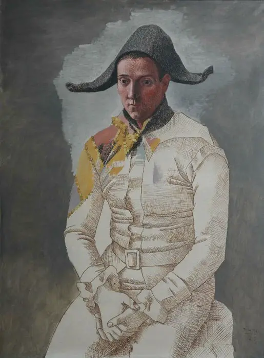Arlequín de Pablo Picasso, óleo sobre lienzo de 1923