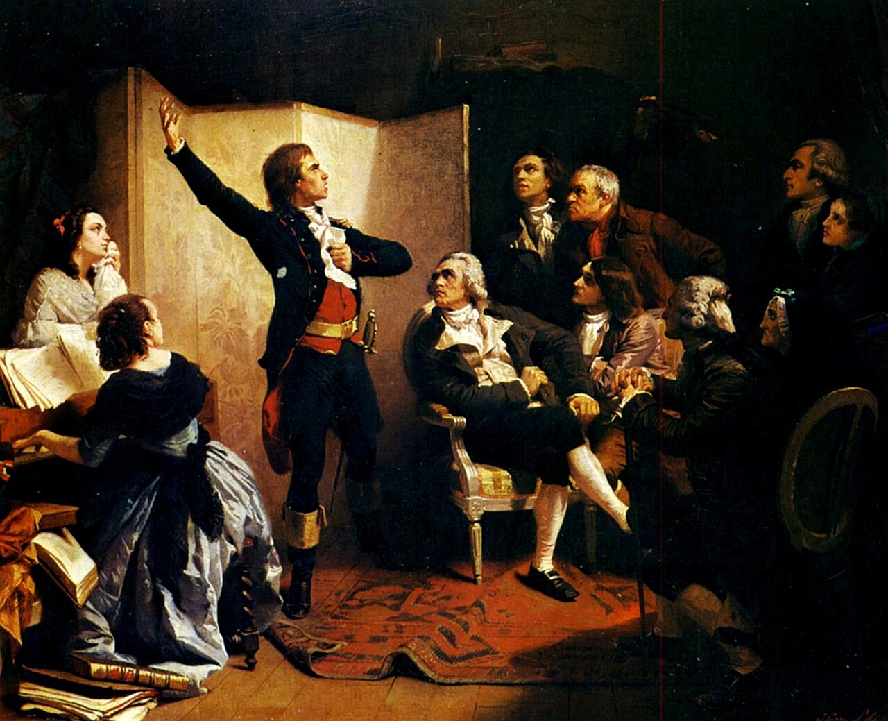 Pintura de Isidore Pils que muestra a Rouget de Lisle cantando La Marsellesa por primera vez en Estrasburgo